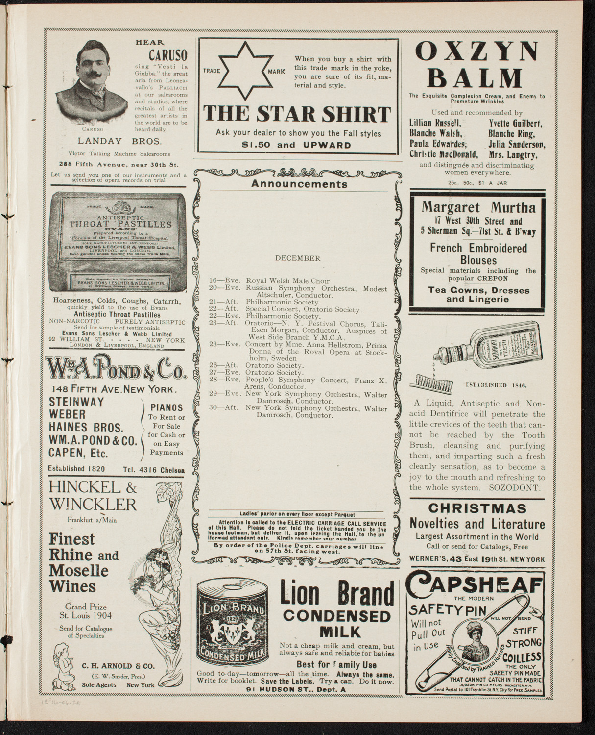 New York Symphony Orchestra, December 16, 1906, program page 3
