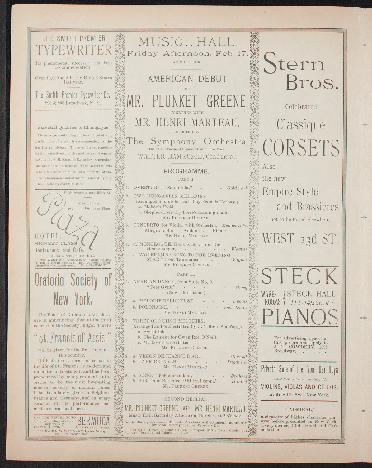 New York Symphony Orchestra, February 17, 1893, program page 4