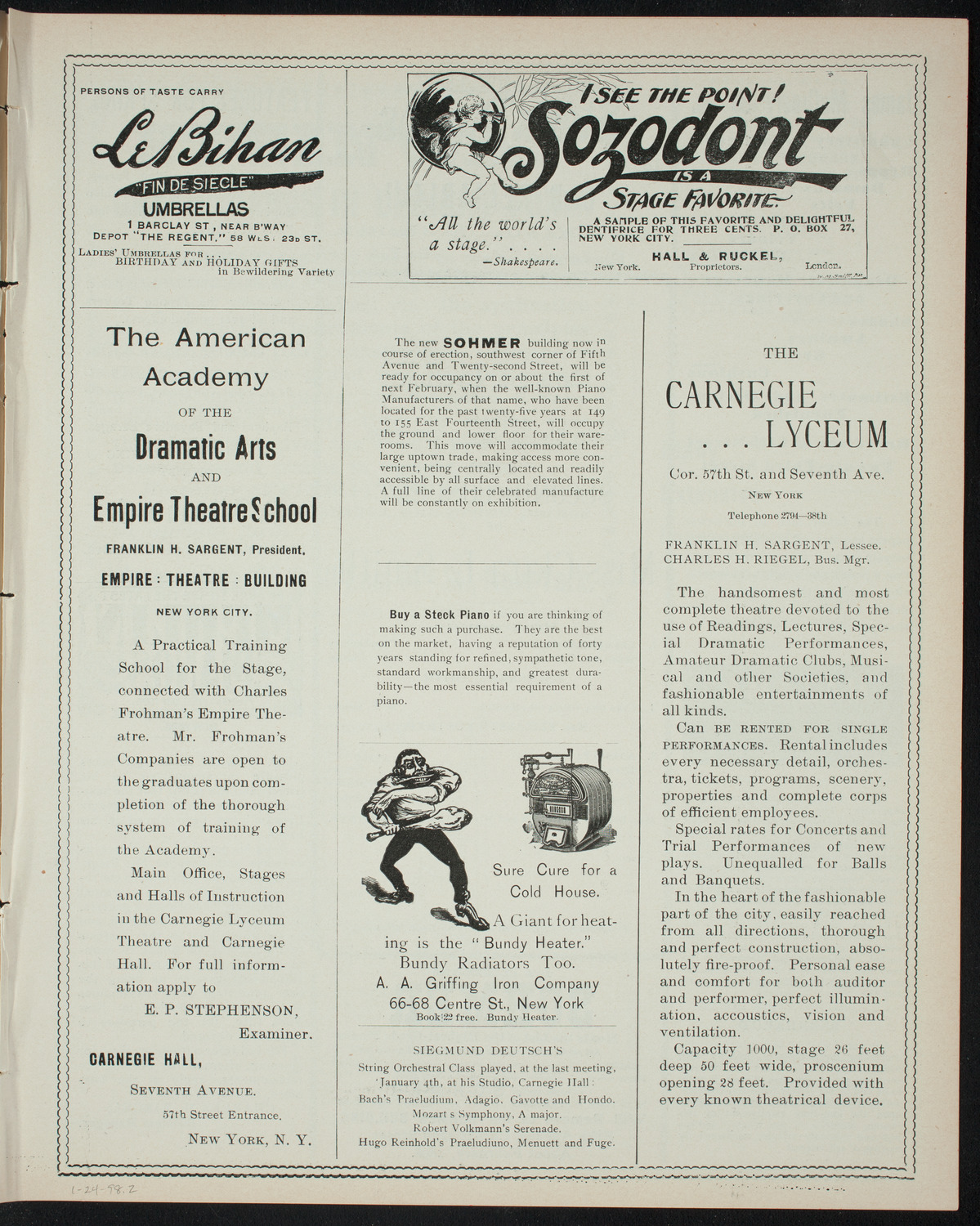 Clara L. Smith and Others, January 24, 1898, program page 3