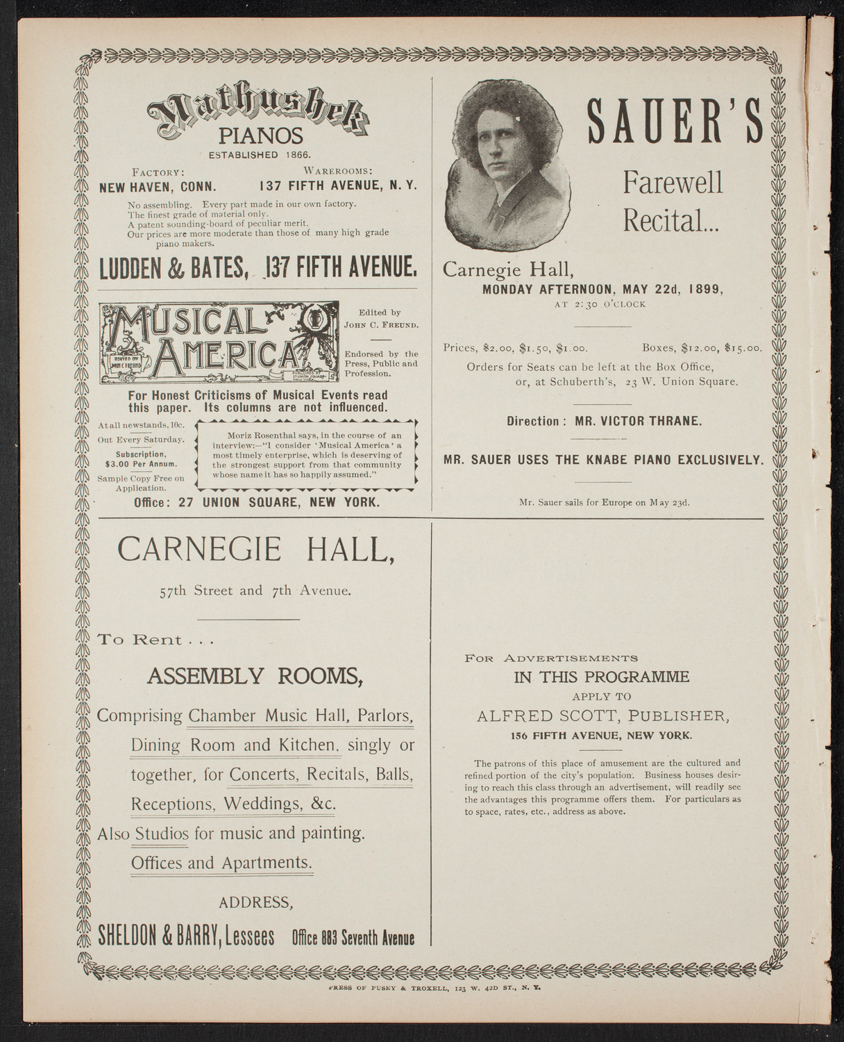 Amicitia Orchestral Concert, April 14, 1899, program page 8