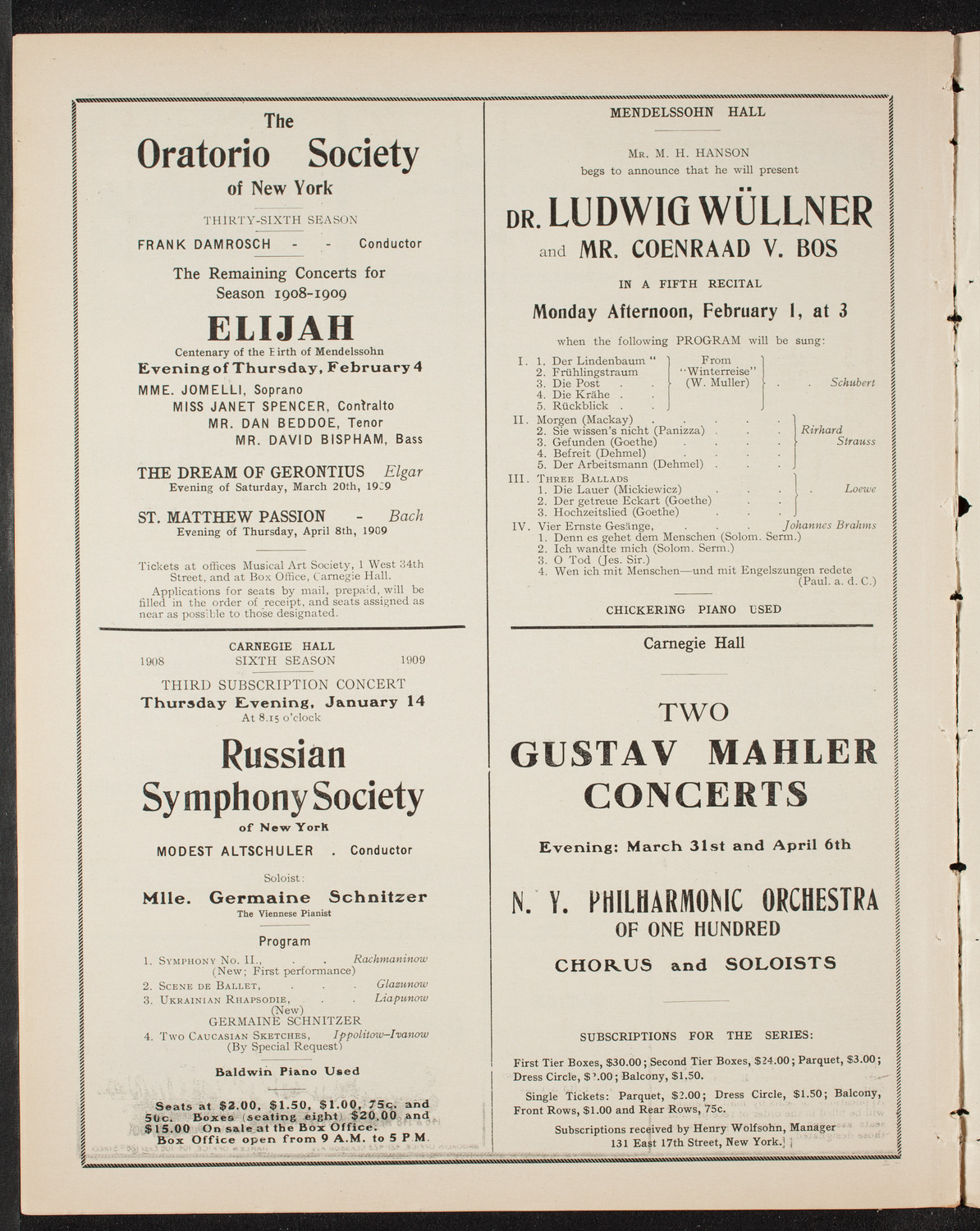 The Civic Forum, January 12, 1909, program page 10