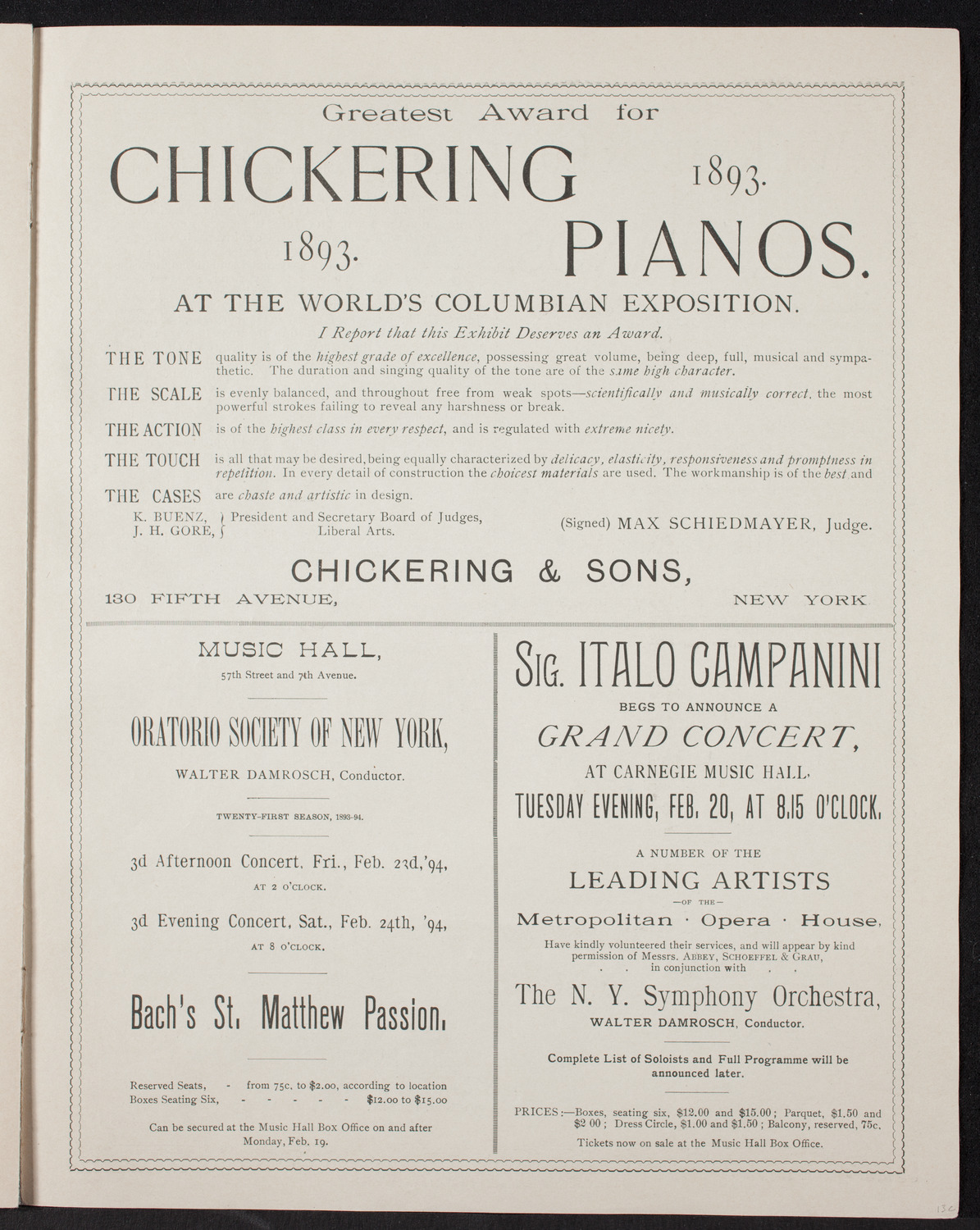 Boston Symphony Orchestra, February 8, 1894, program page 7