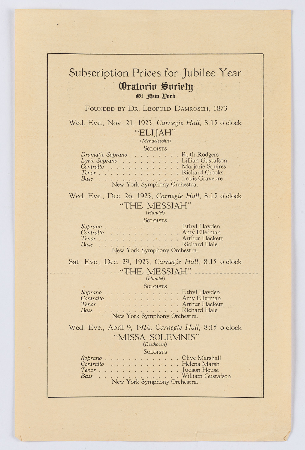 Oratorio Society of New York, 1923-1924