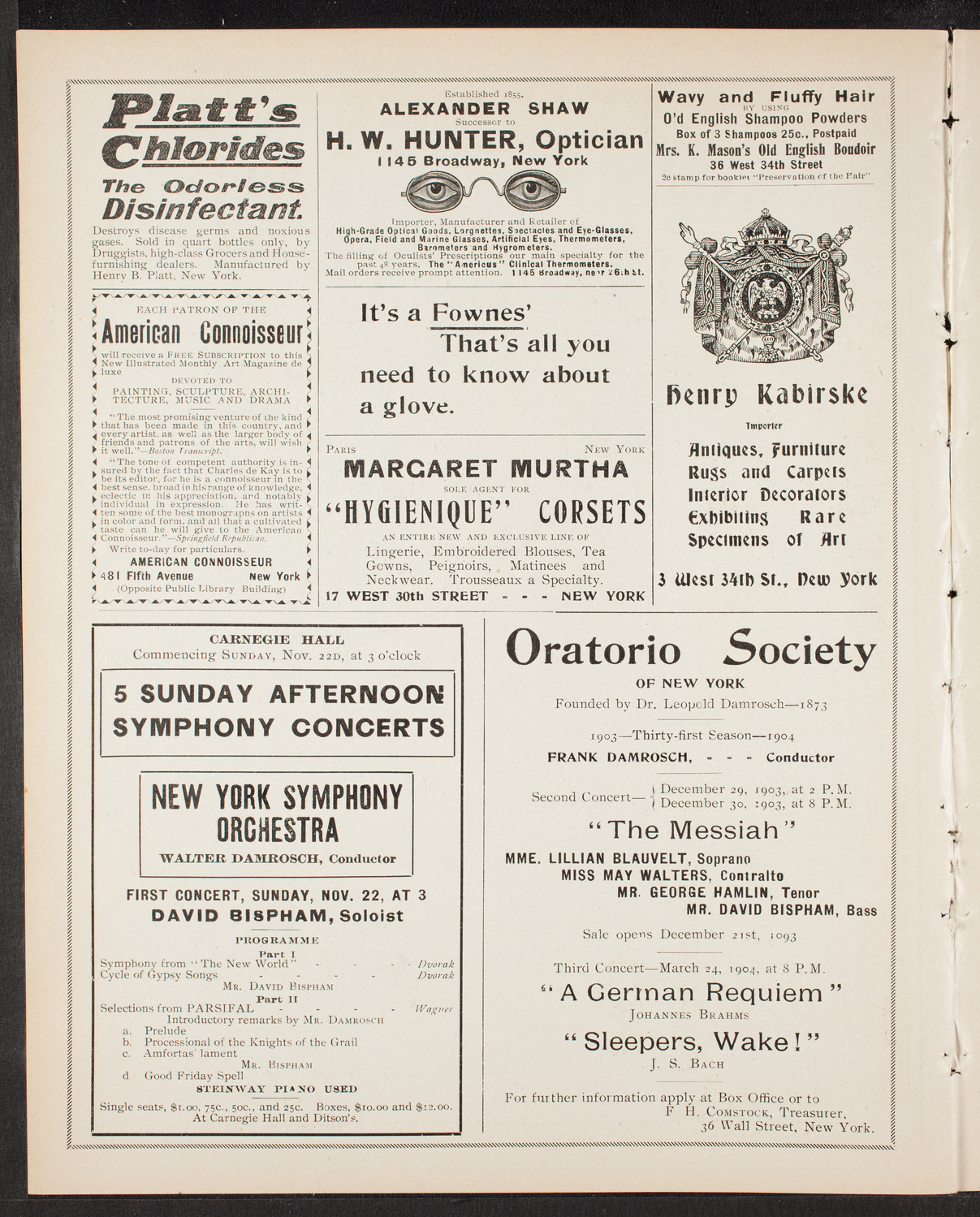 Wetzler Symphony Orchestra, November 21, 1903, program page 2