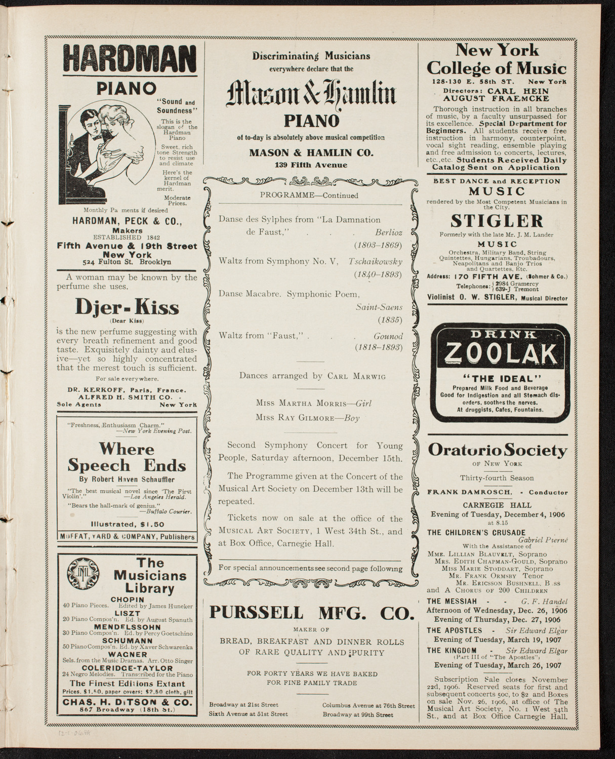 Symphony Concert for Young People, December 1, 1906, program page 7