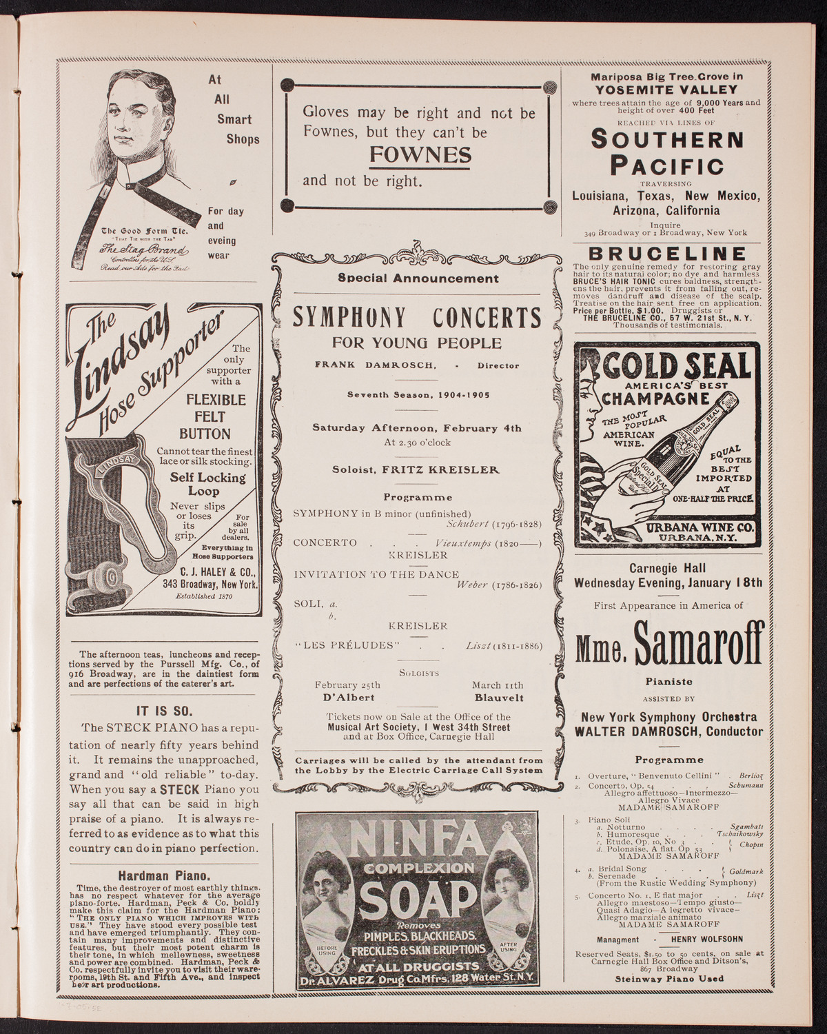 New York Philharmonic, January 7, 1905, program page 9