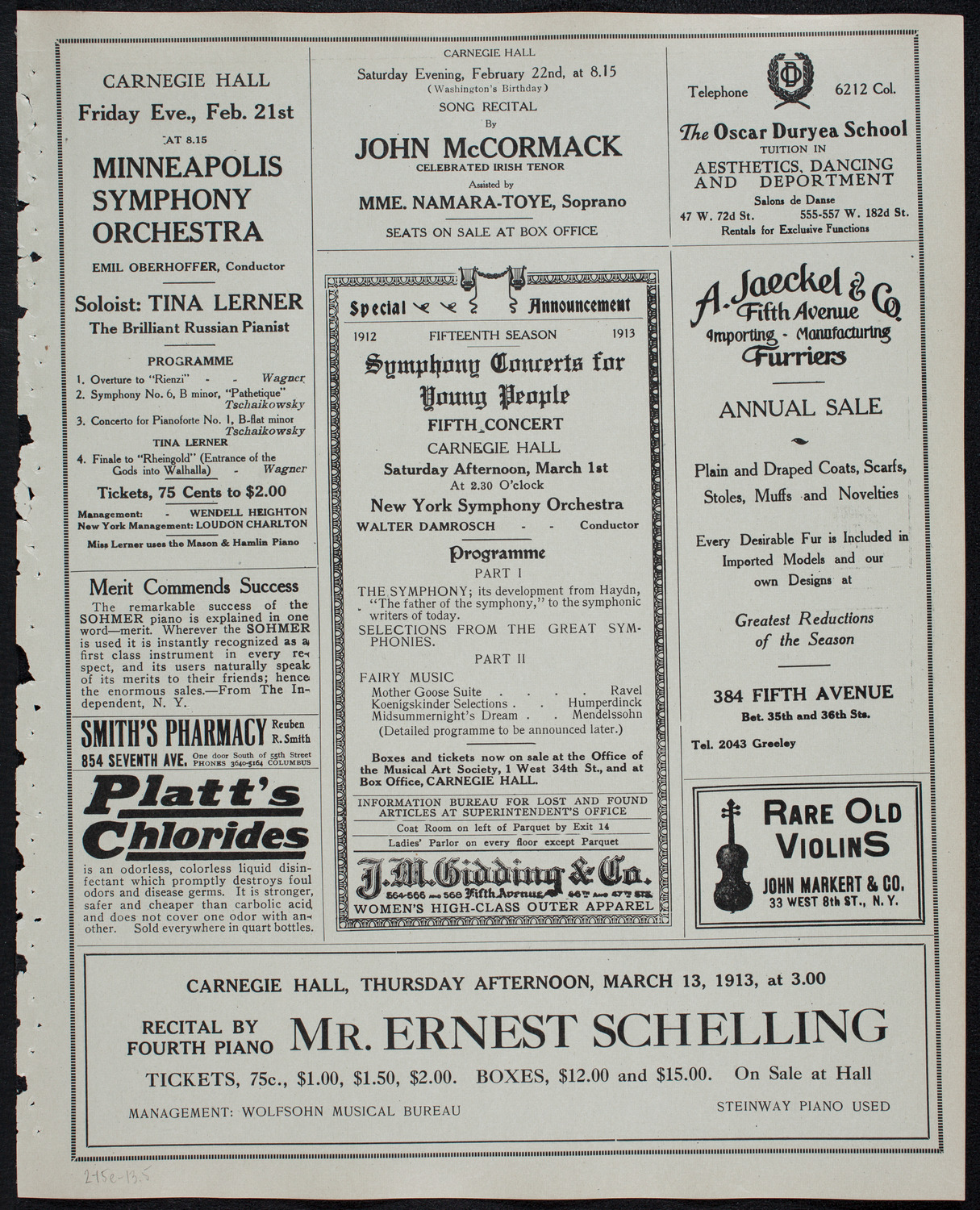 Russian Symphony Society of New York, February 15, 1913, program page 9