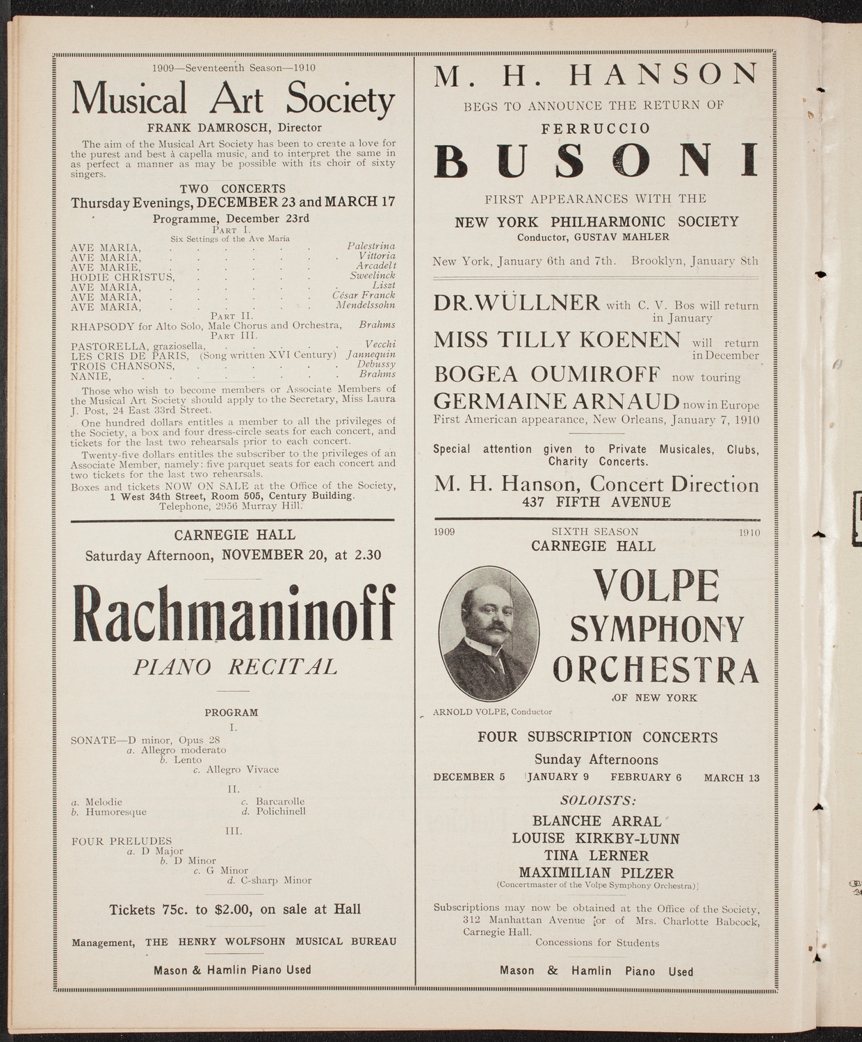 Elmendorf Lecture: At the Gates of the East, November 14, 1909, program page 10