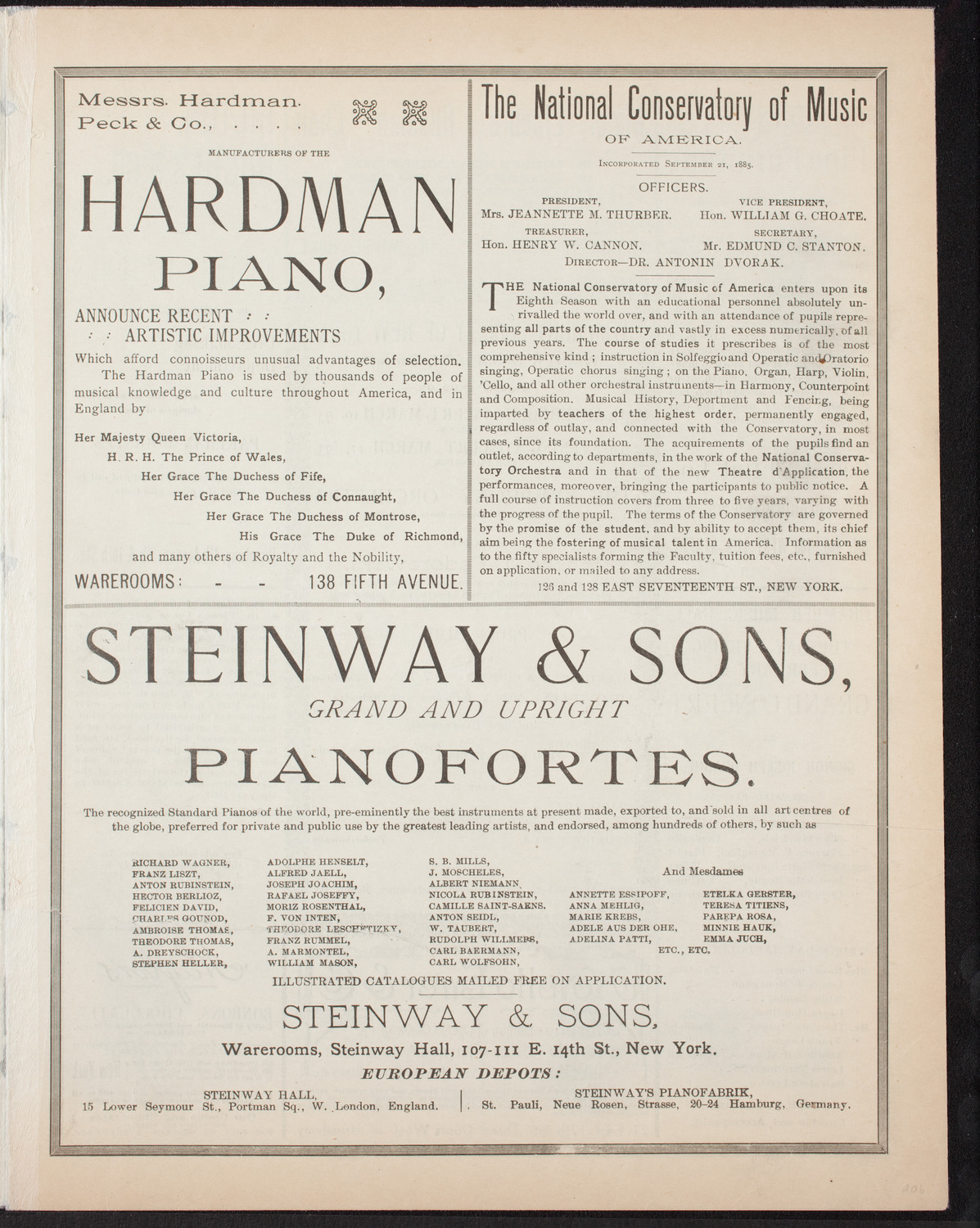 Grand Wagner Concert to Benefit the Orthopaedic Dispensary and Hospital, February 25, 1893, program page 5