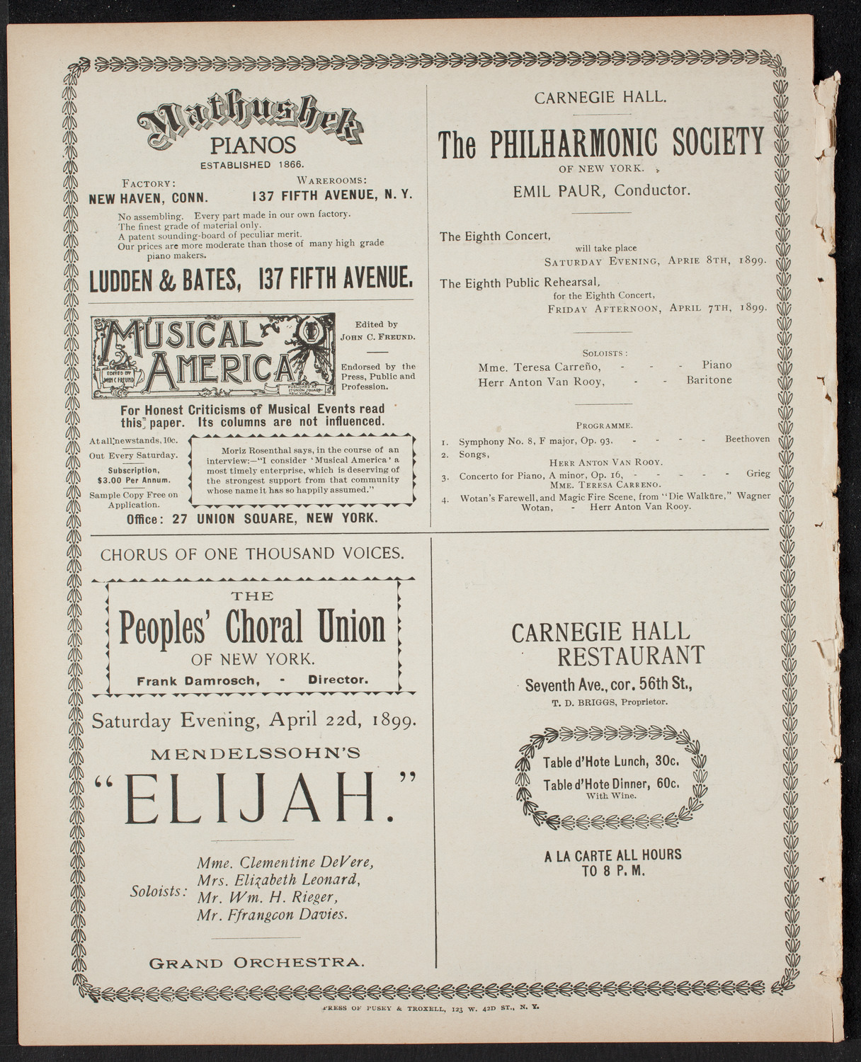 Elmendorf Lecture: The Entire War with Spain in Cuba, April 5, 1899, program page 8