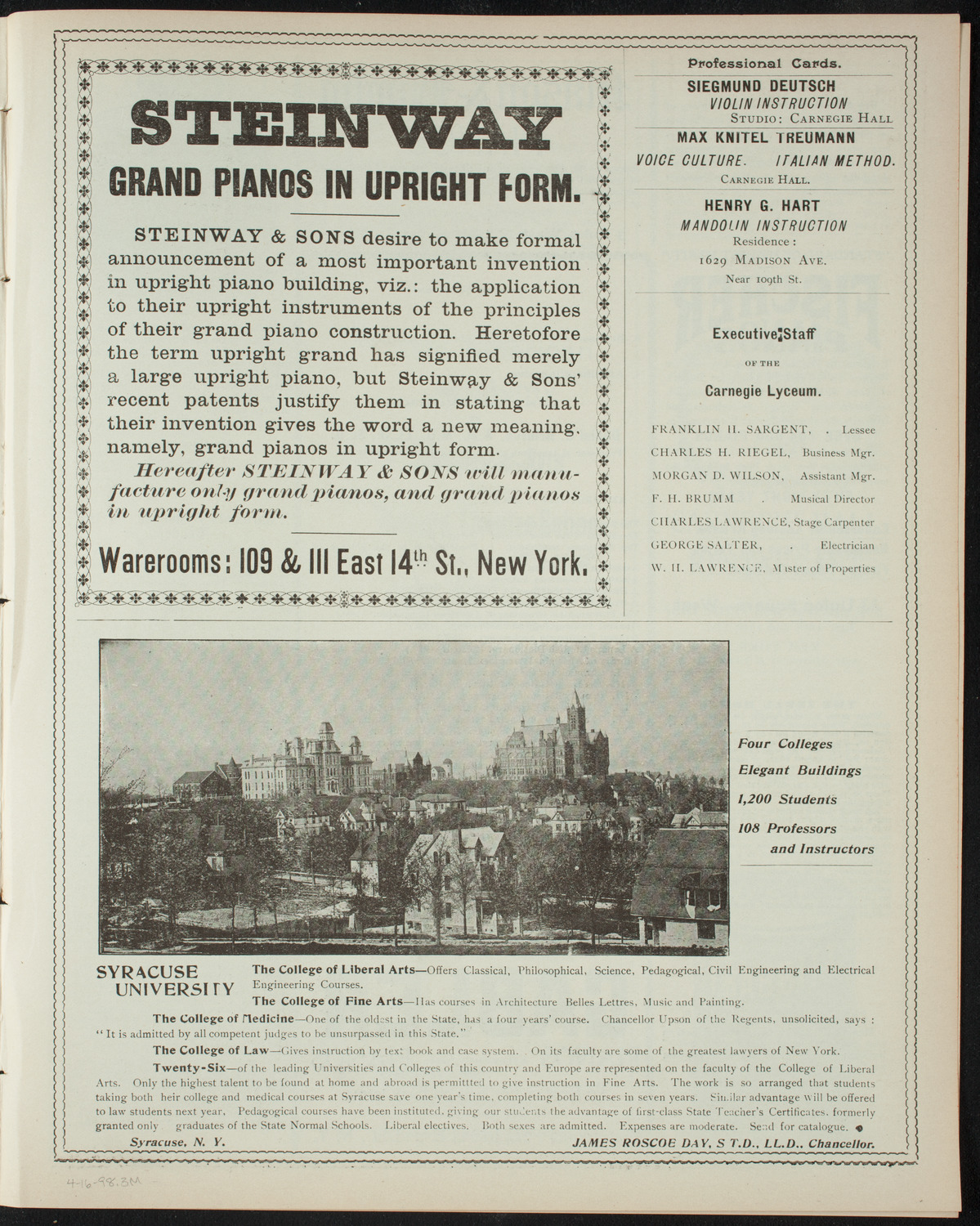 Comparative Literature Society, April 16, 1898, program page 5