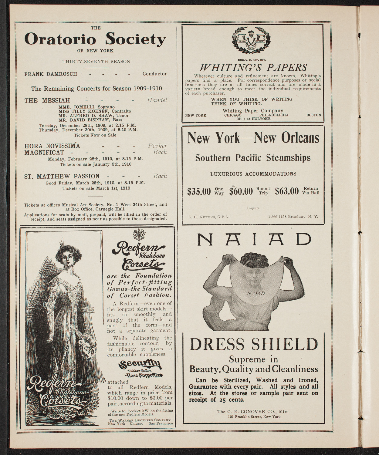 Musical Art Society of New York, December 23, 1909, program page 2