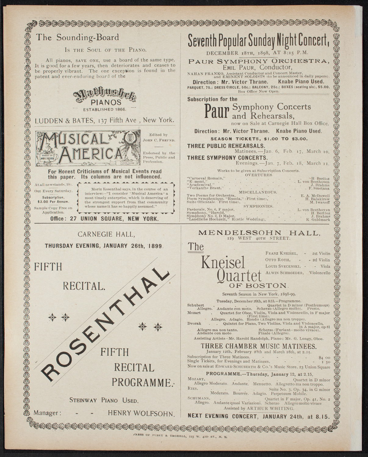 New York Philharmonic, December 16, 1898, program page 8