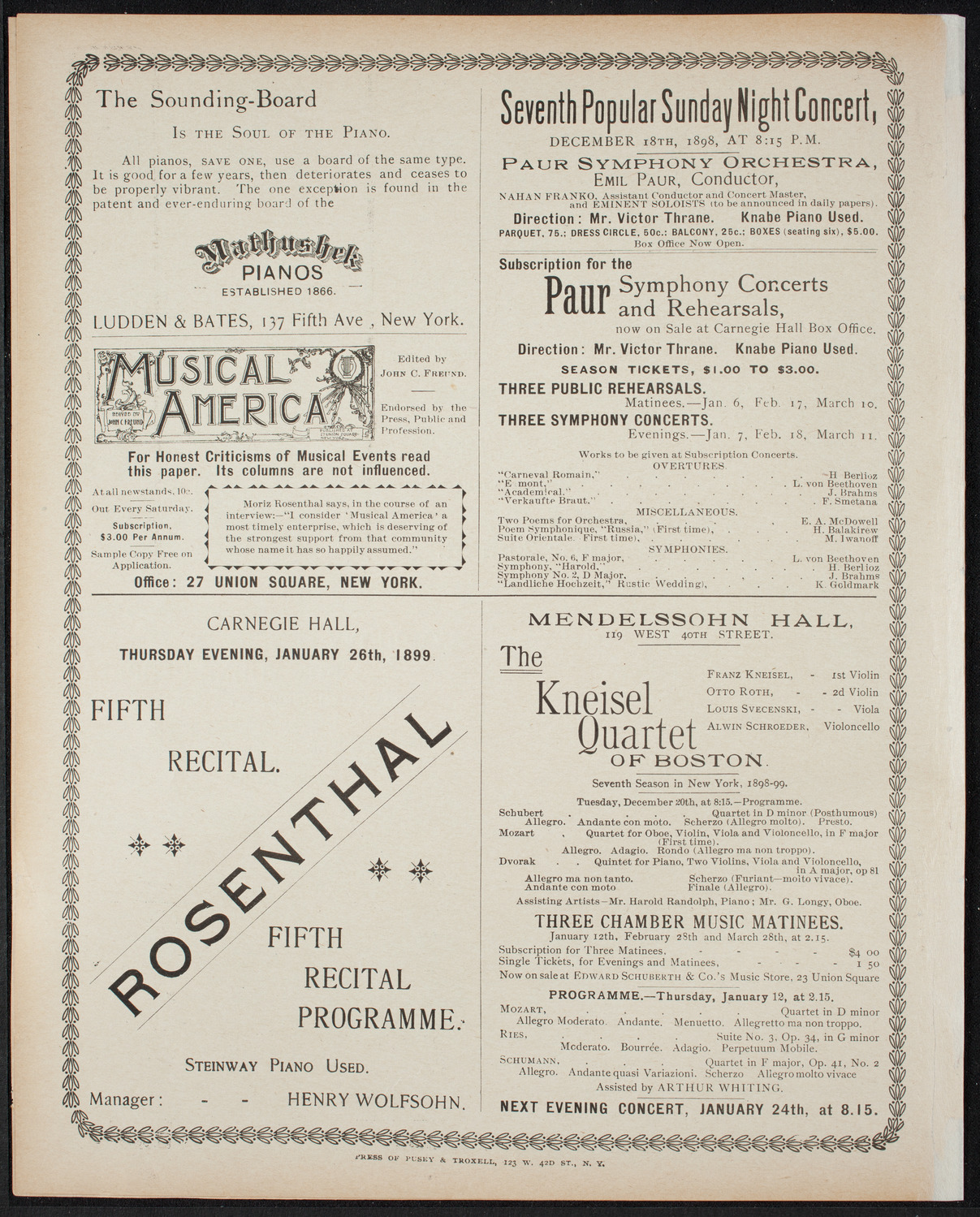 New York Philharmonic, December 16, 1898, program page 8