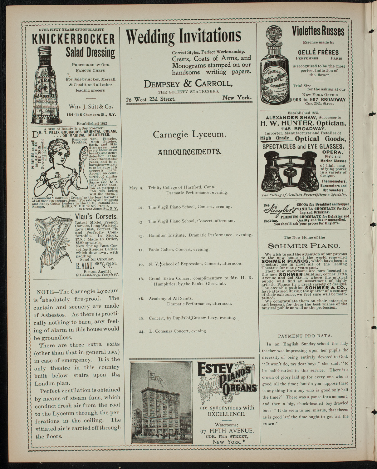 Benefit for the Home Hotel by The Merrymakers, May 8, 1899, program page 2