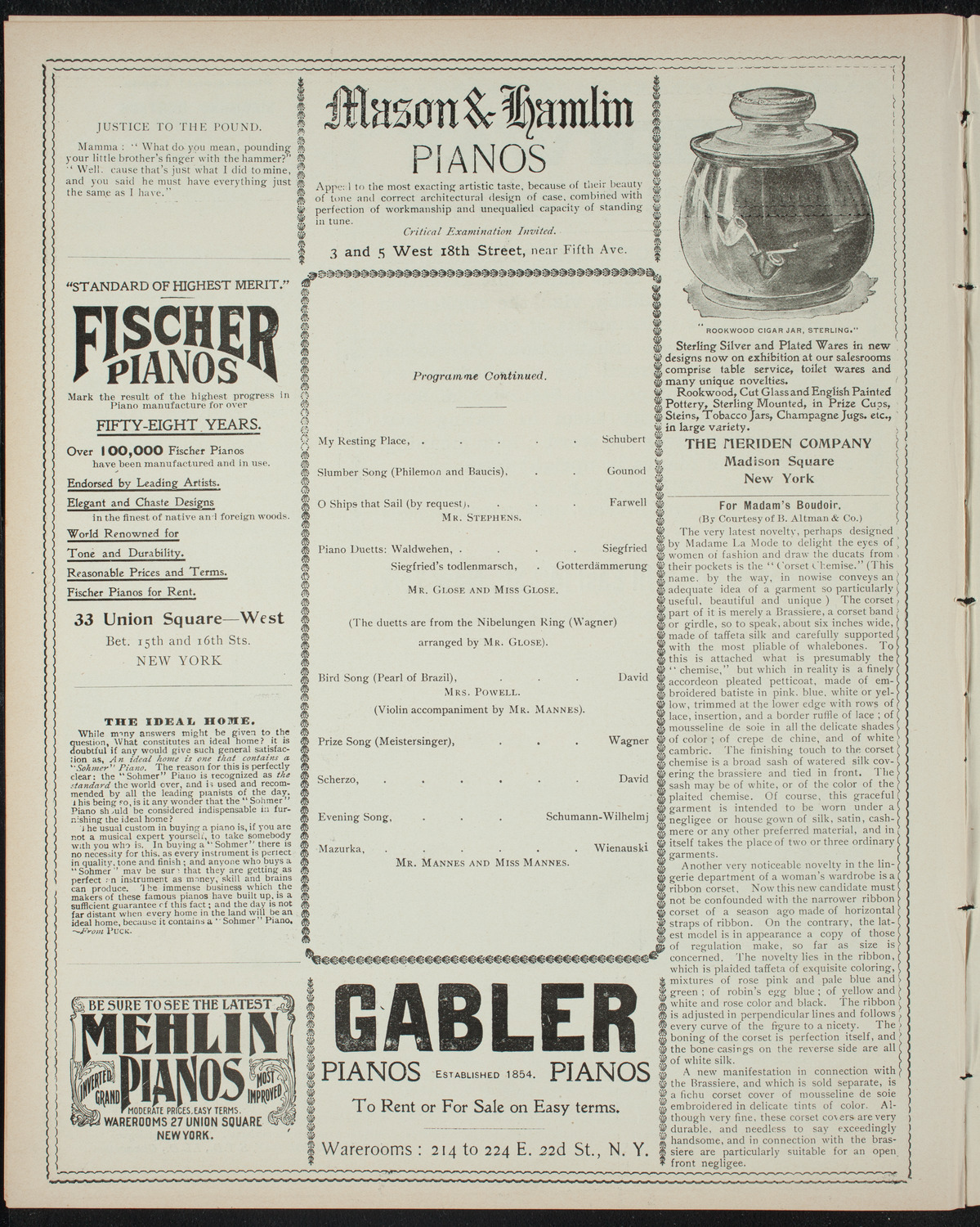 Powers-Mannes Wednesday Morning Musicale, February 9, 1898, program page 6