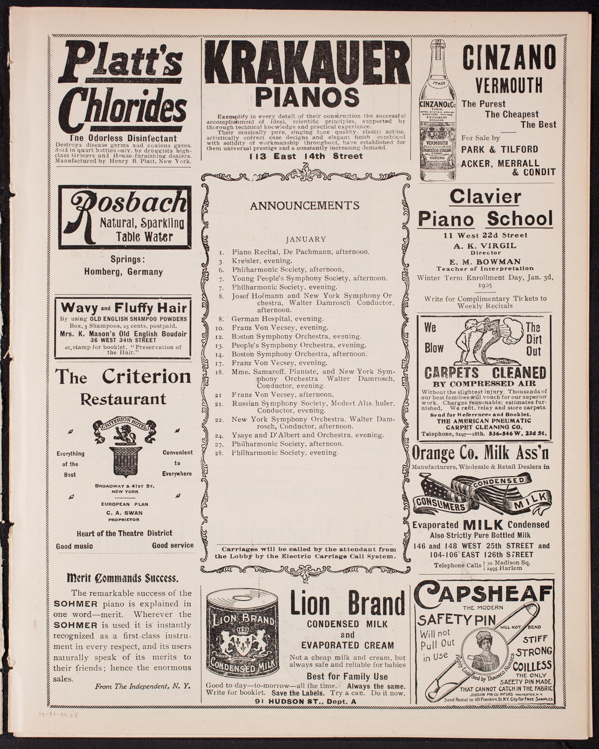Oratorio Society of New York, December 31, 1904, program page 3