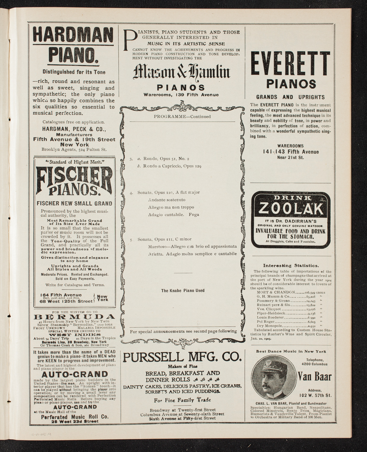 Eugen d'Albert, Piano, April 11, 1905, program page 7