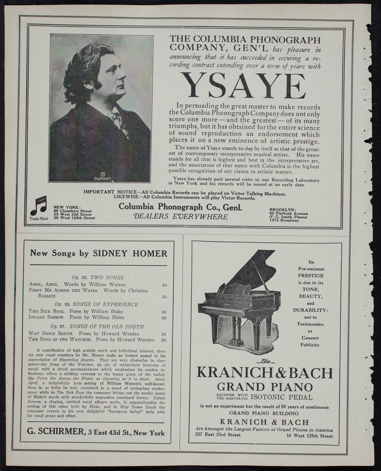 Julia Culp, Contralto, January 10, 1913, program page 6