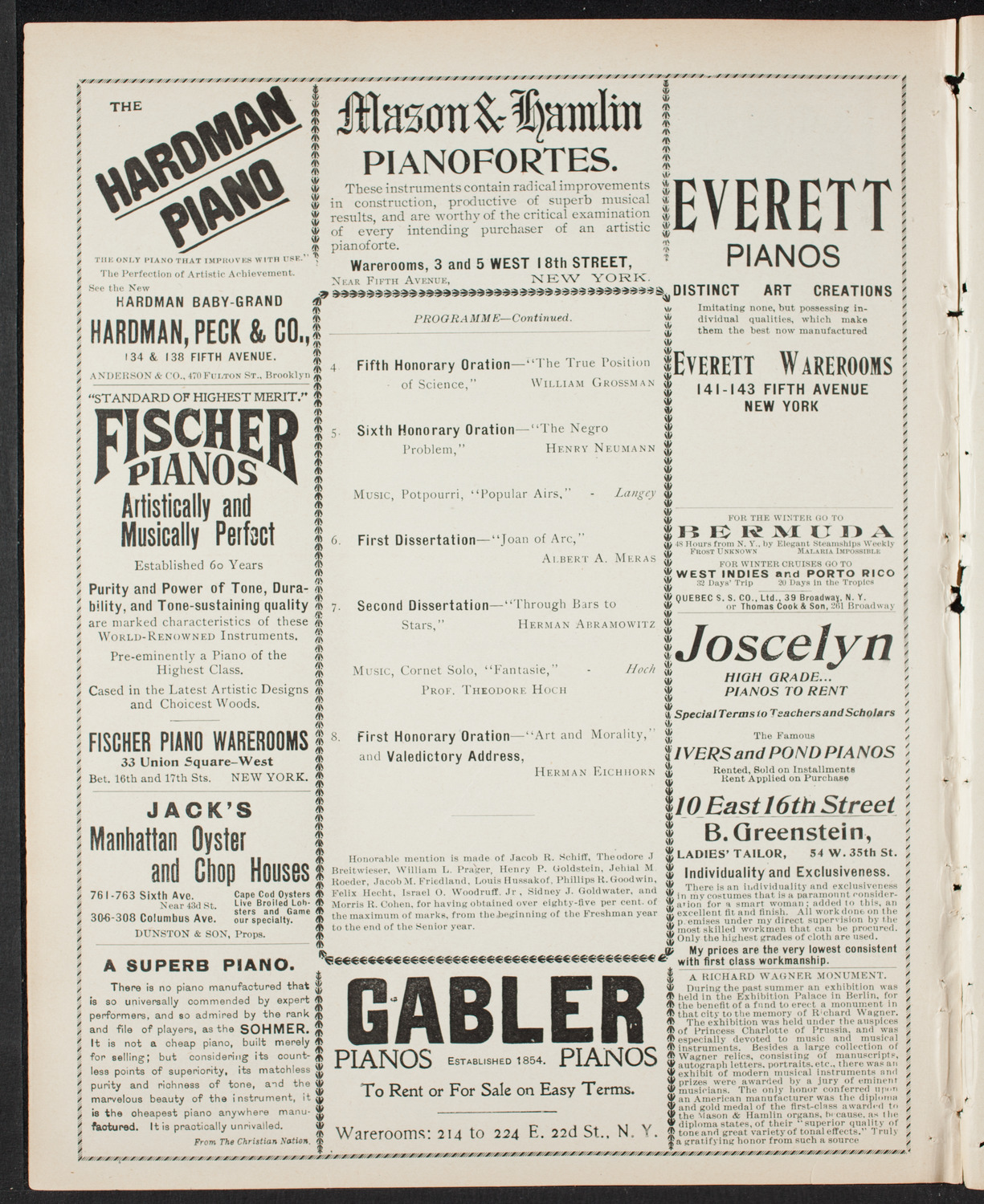 Graduation: College of the City of New York, June 21, 1900, program page 6