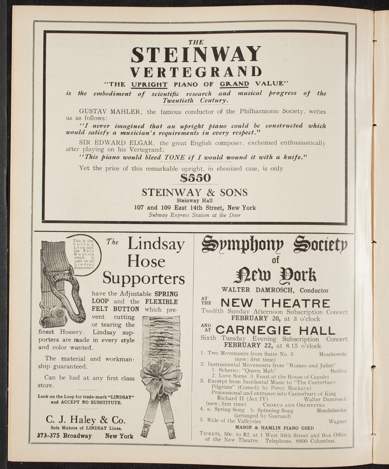 Tribute: Leopold Damrosch, February 15, 1910, program page 4
