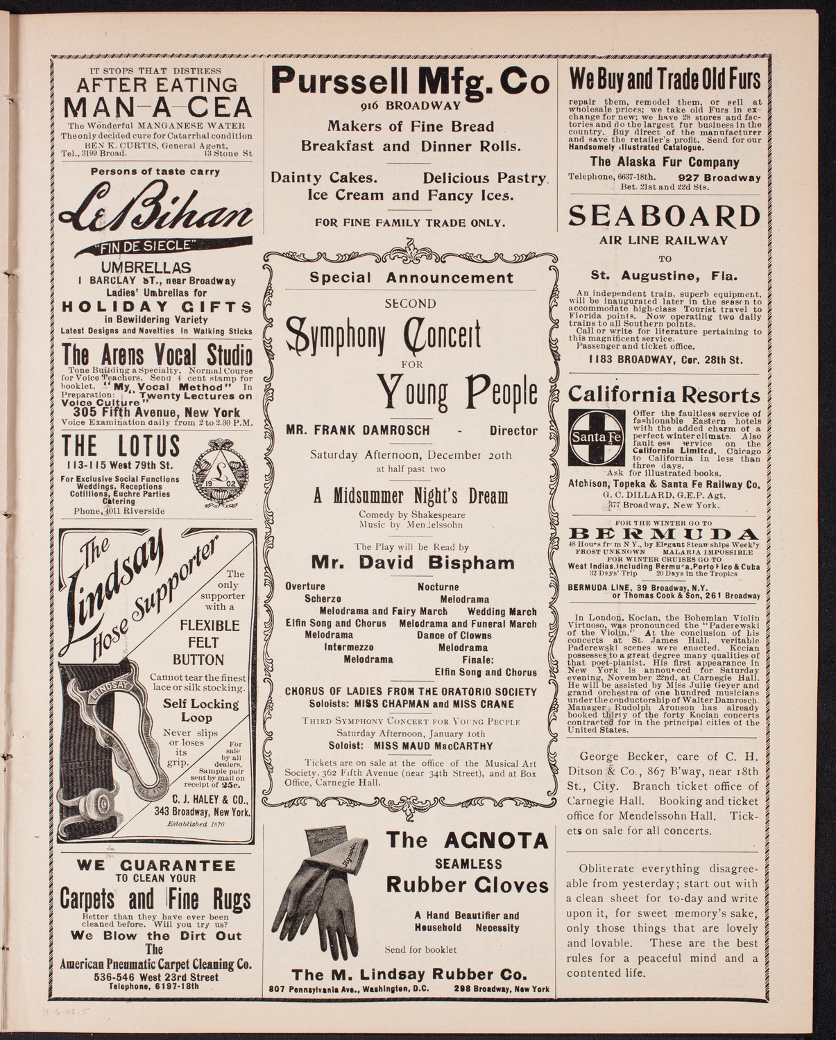 New York Philharmonic, December 6, 1902, program page 9