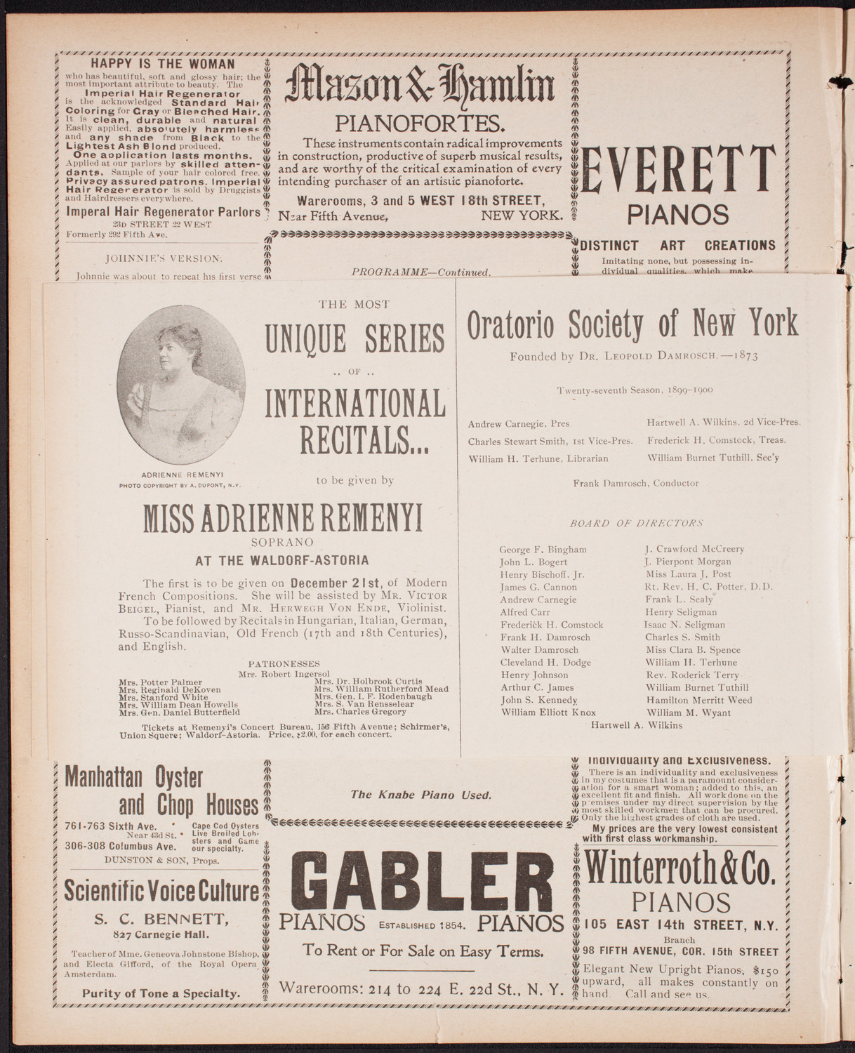New York Philharmonic, December 9, 1899, program page 10