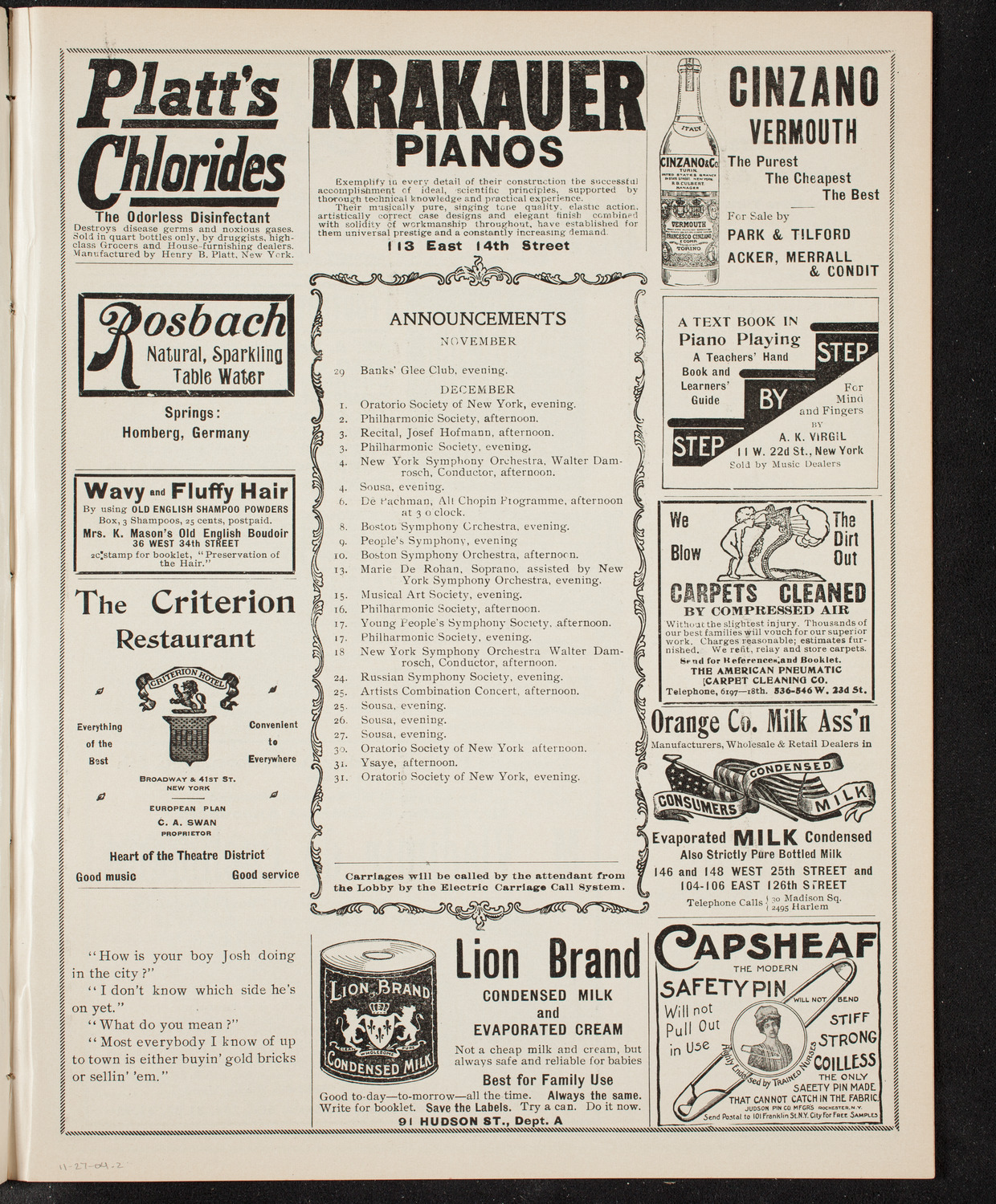 Morin's Franco-American Band, November 27, 1904, program page 3