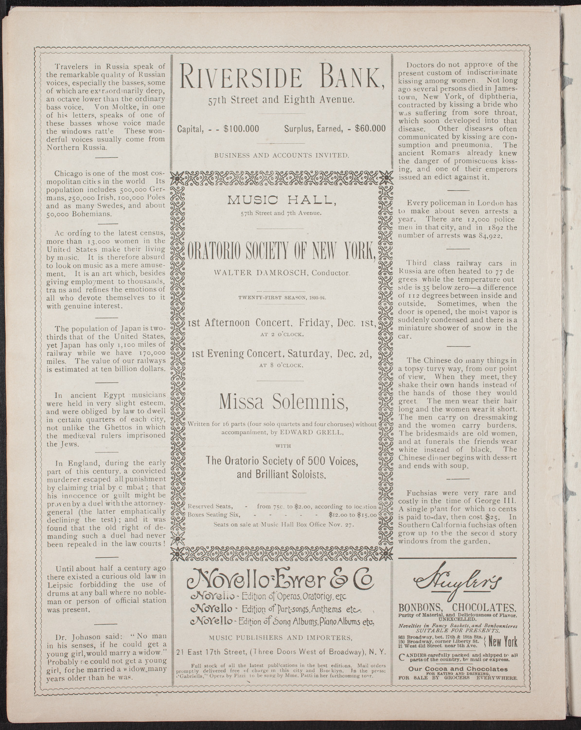 Adelina Patti with Orchestra, November 18, 1893, program page 8