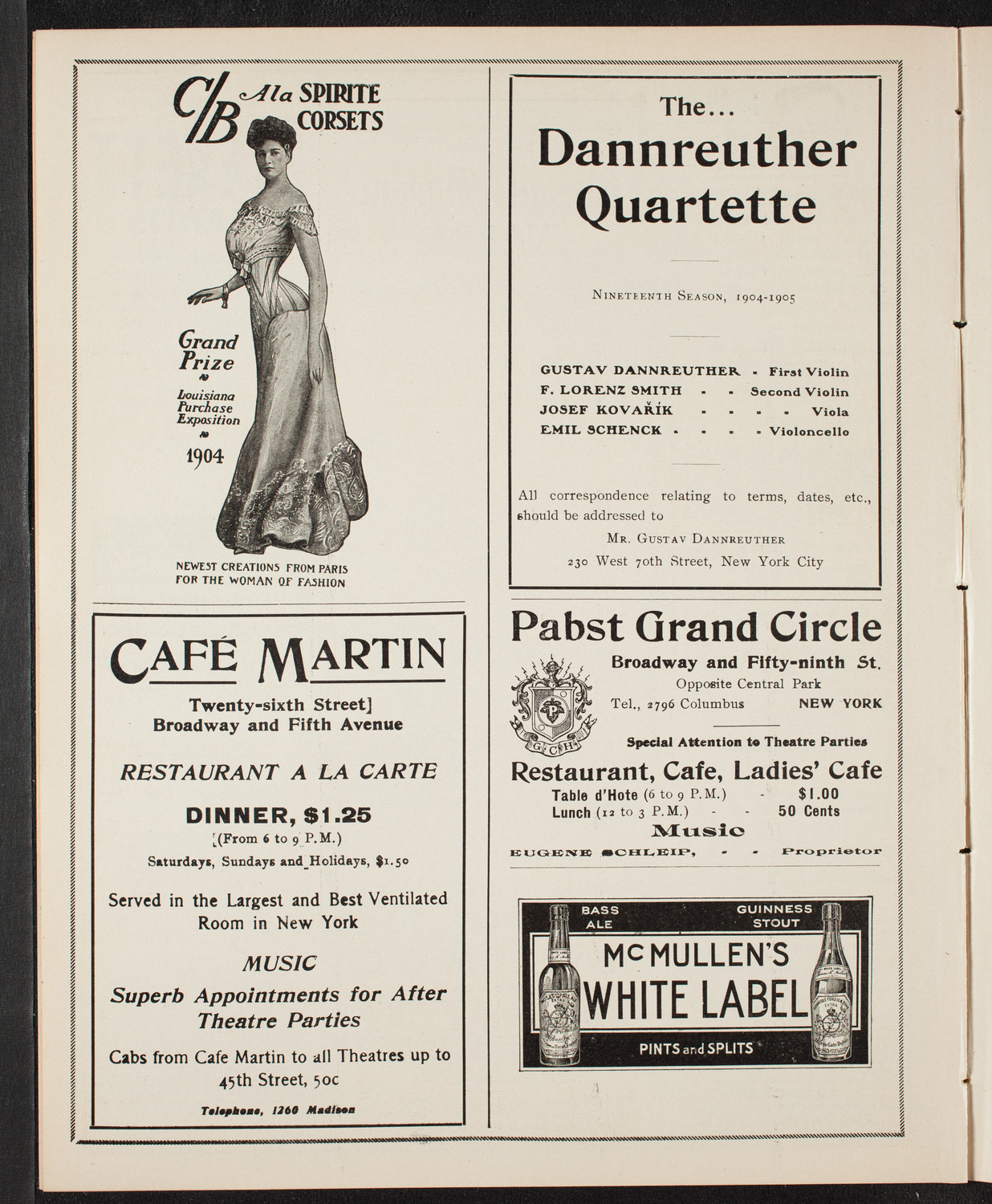 New York Philharmonic, February 15, 1905, program page 8