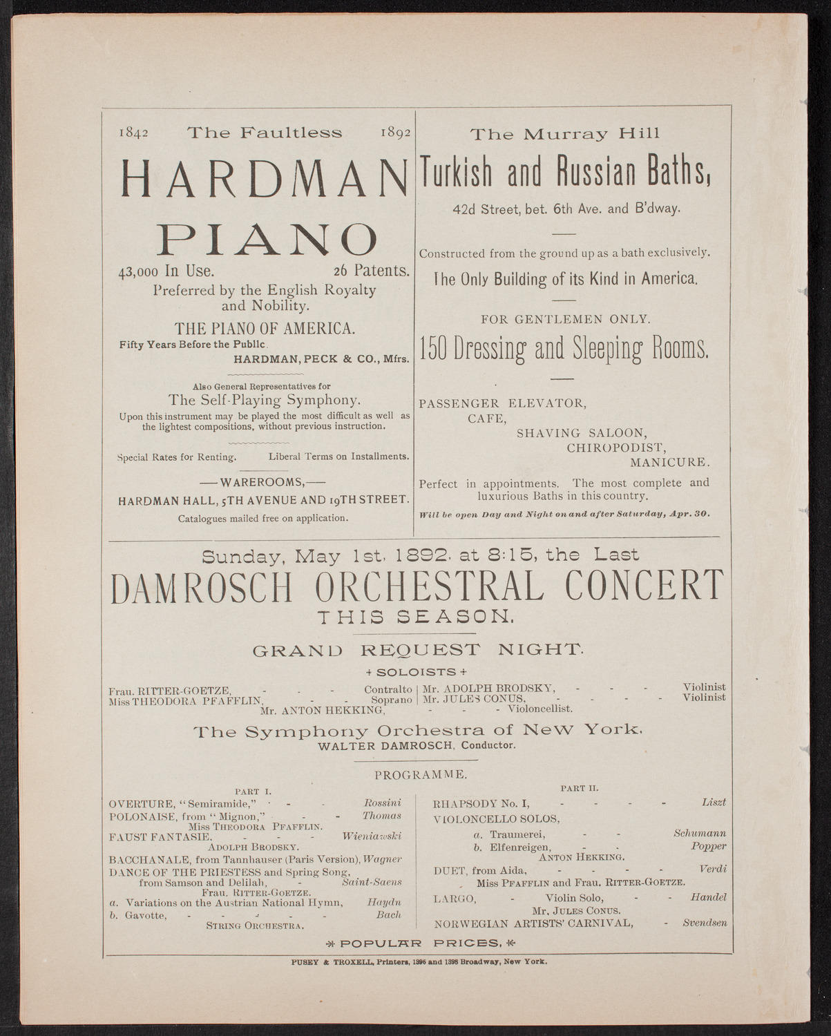 New York Symphony Orchestra: Handel Festival, April 28, 1892, program page 12