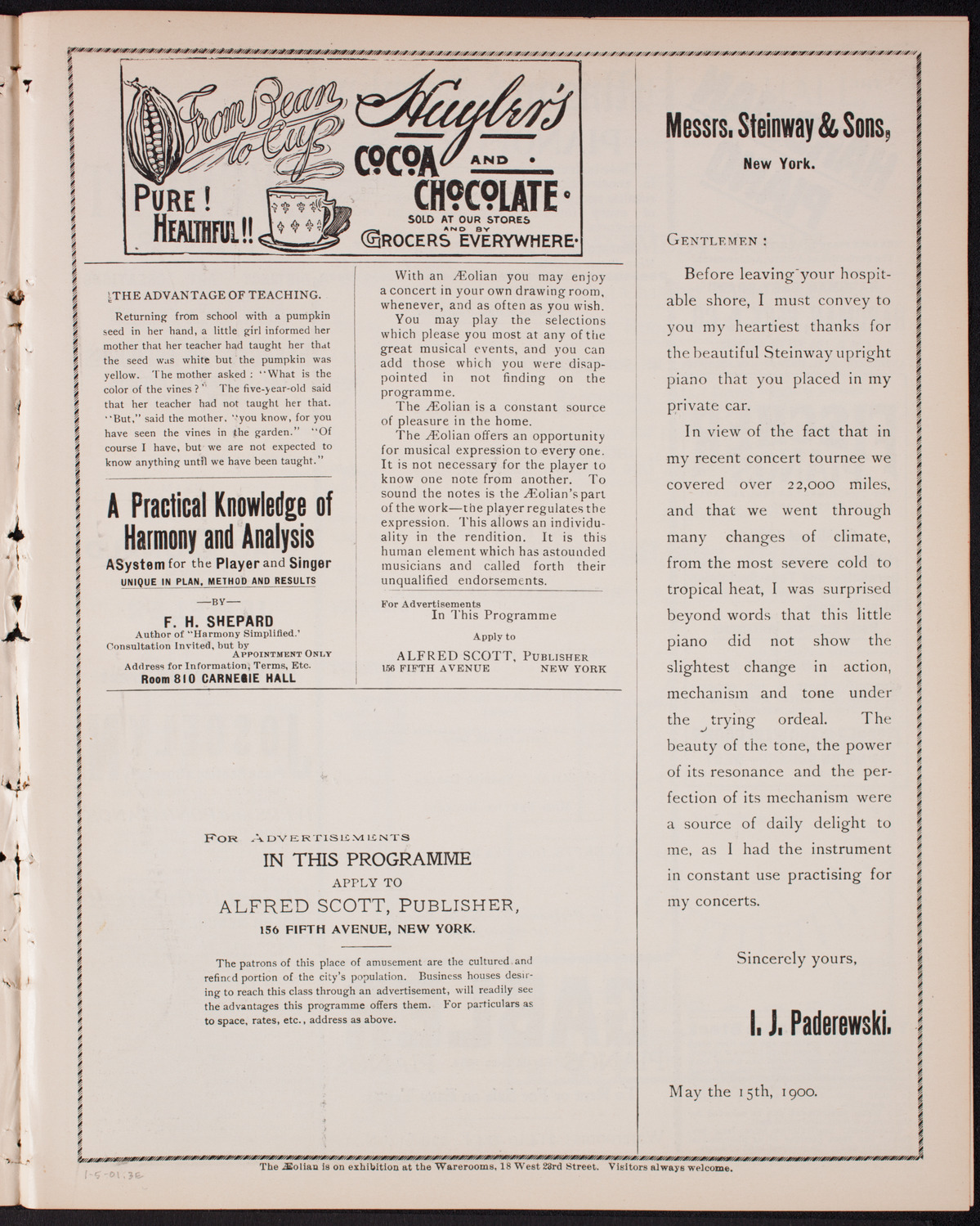 Sousa and His Band, January 5, 1901, program page 5