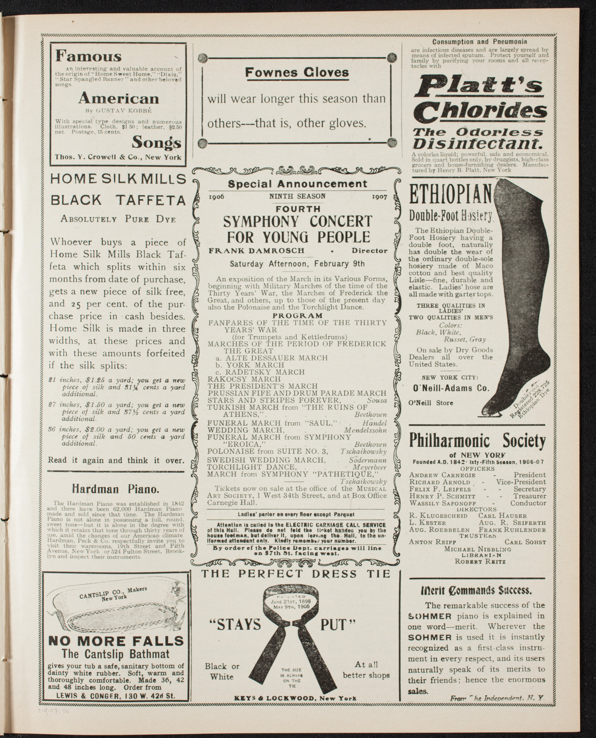 New York Philharmonic, February 9, 1907, program page 9