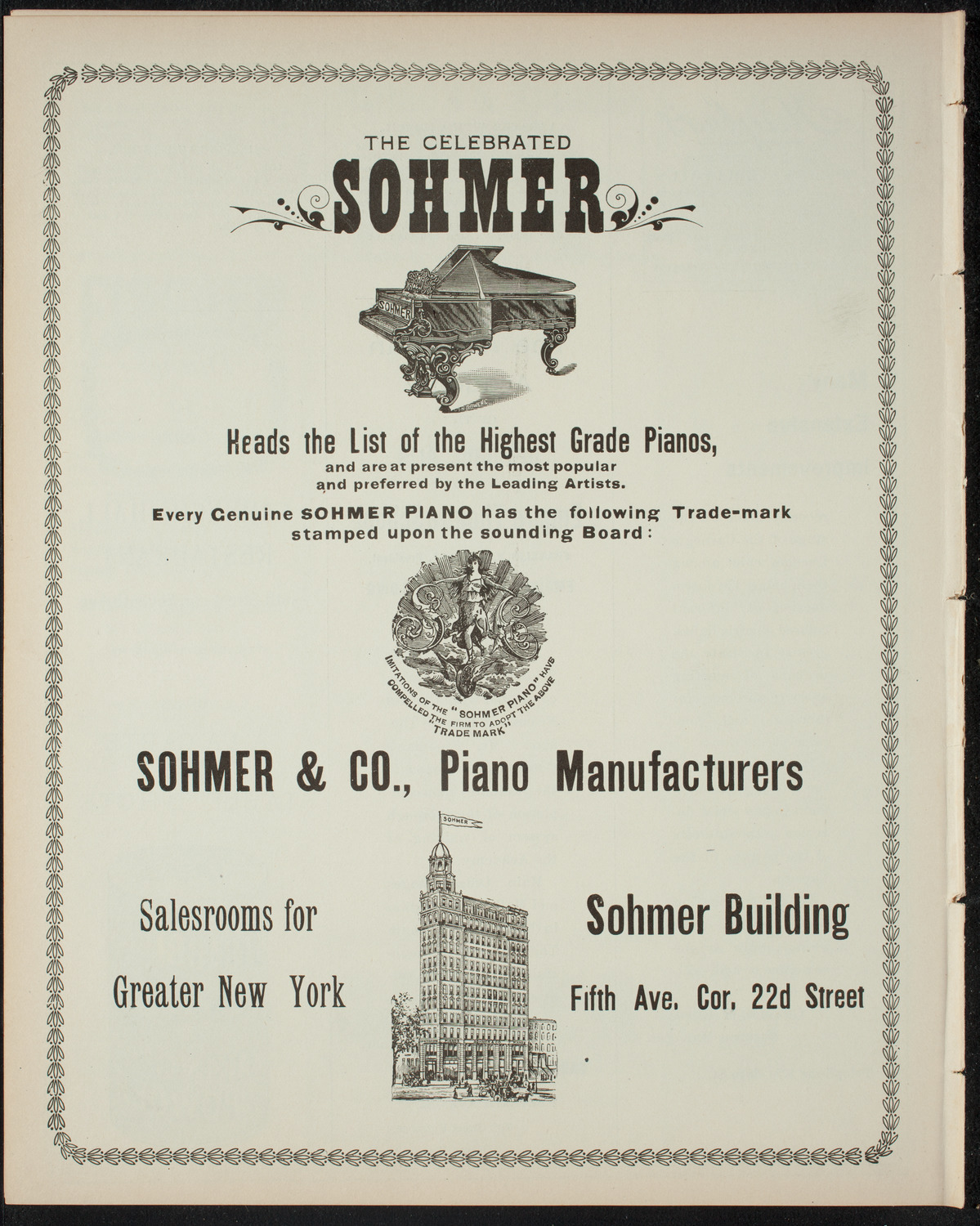 Paolo Gallico and Students, May 3, 1898, program page 8