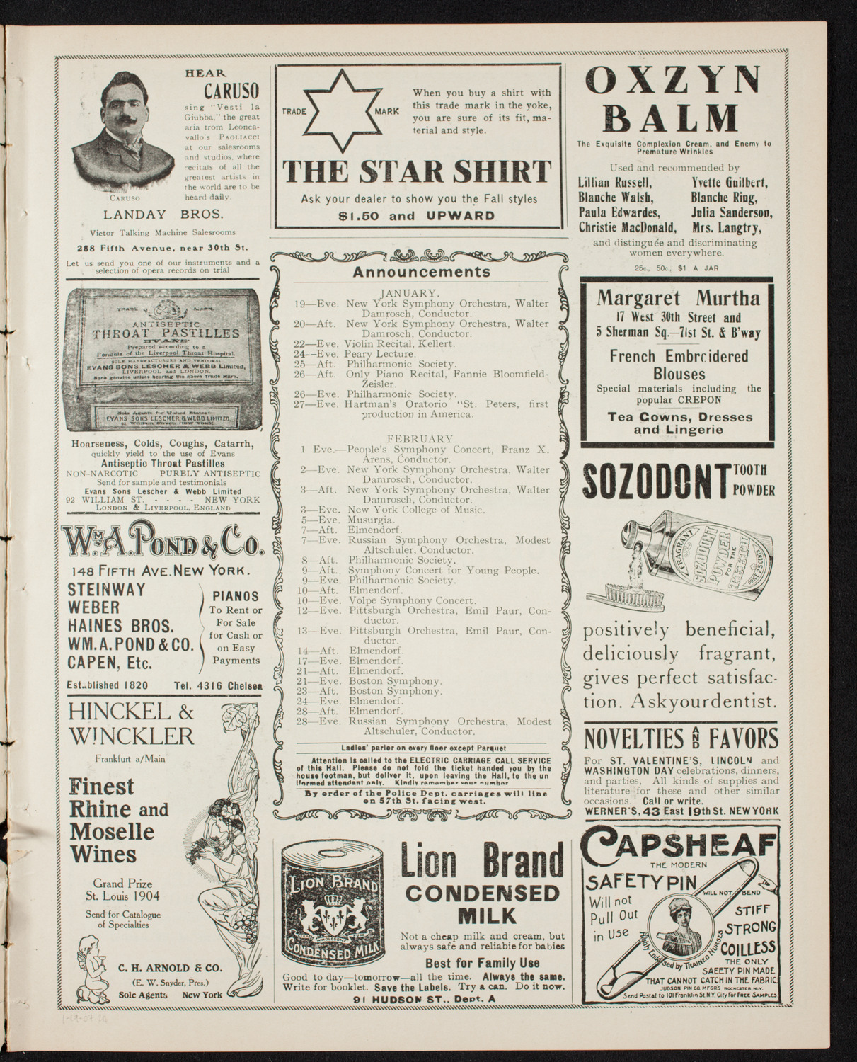 Symphony Concert for Young People, January 19, 1907, program page 3