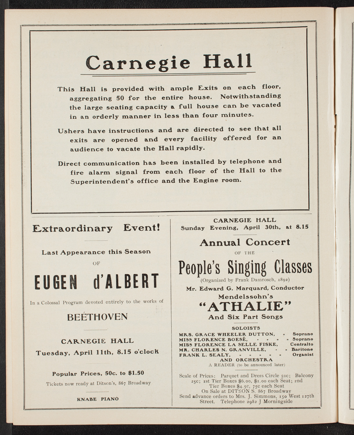 Franz von Vecsey, Violin, with the New York Symphony Orchestra, April 8, 1905, program page 10