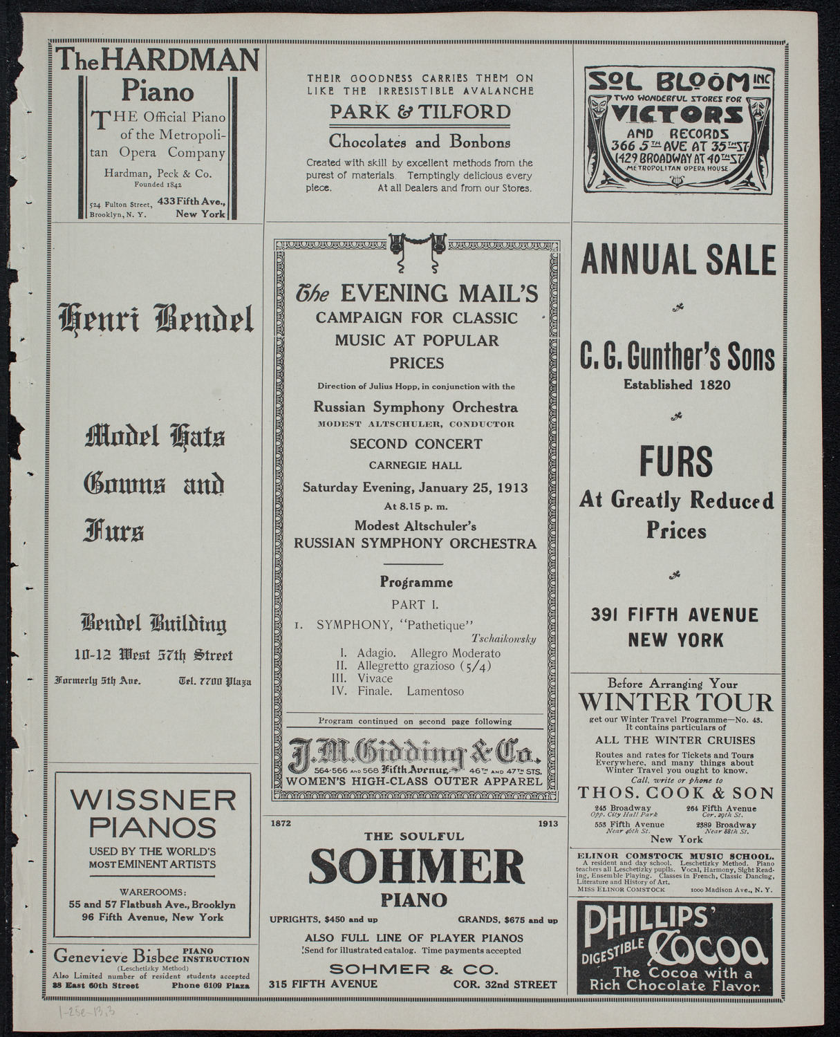 Russian Symphony Society of New York, January 25, 1913, program page 5