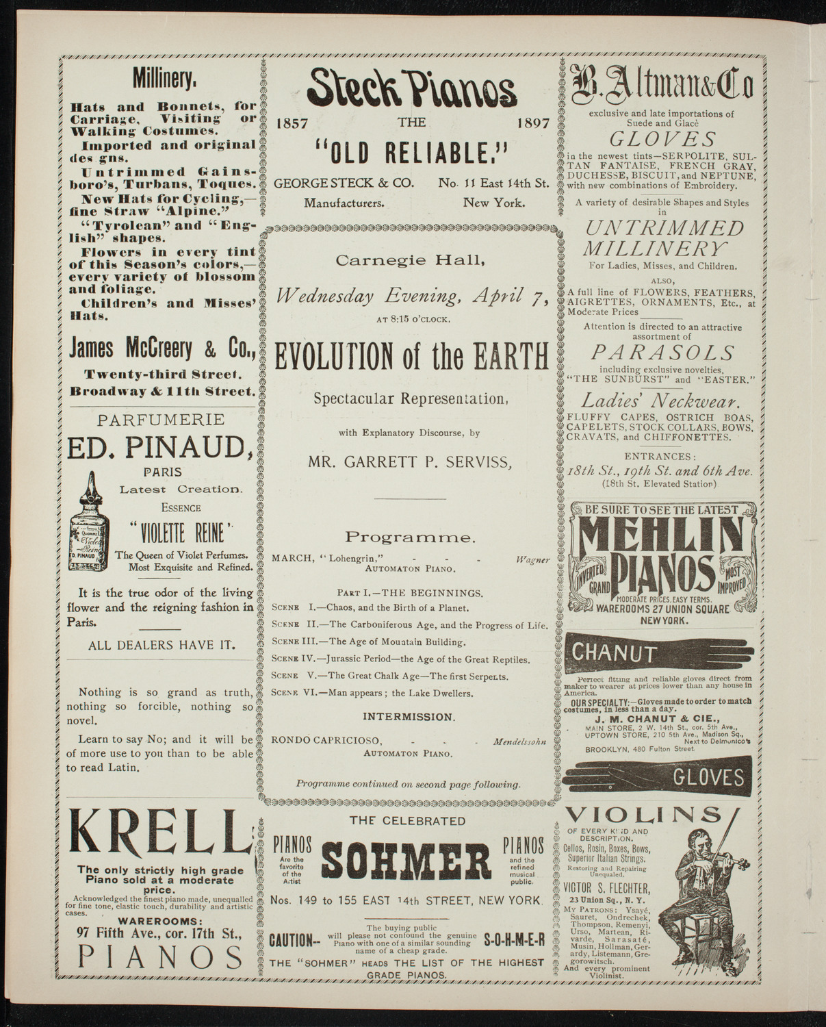 Illustrated Lecture: Evolution of the Earth, April 7, 1897, program page 4