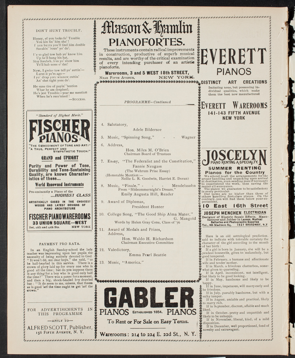 Graduation: Normal College of the City of New York, June 18, 1901, program page 6