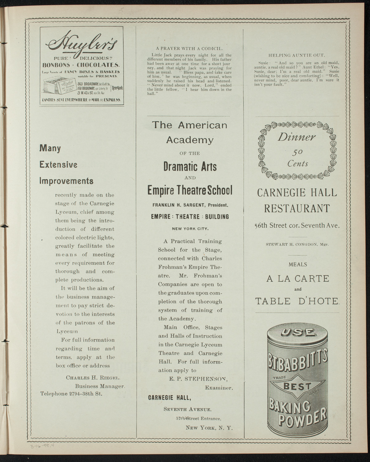 Powers-Mannes Lenten Musicale/ Wednesday Morning Musicale, March 16, 1898, program page 7