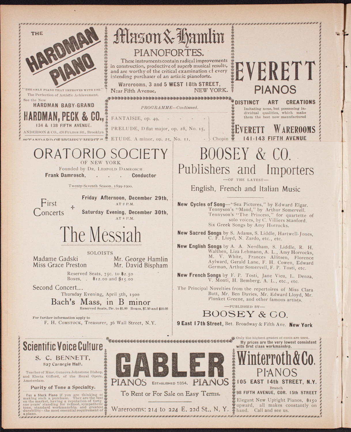 Ignacy Jan Paderewski, Piano, December 16, 1899, program page 8