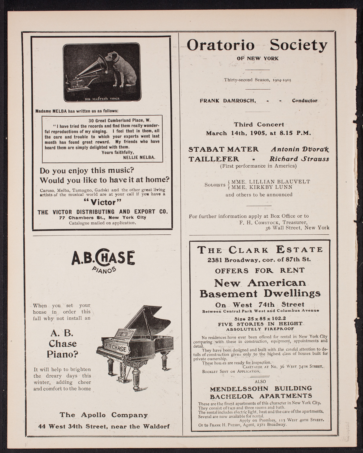 Oratorio Society of New York, December 31, 1904, program page 2