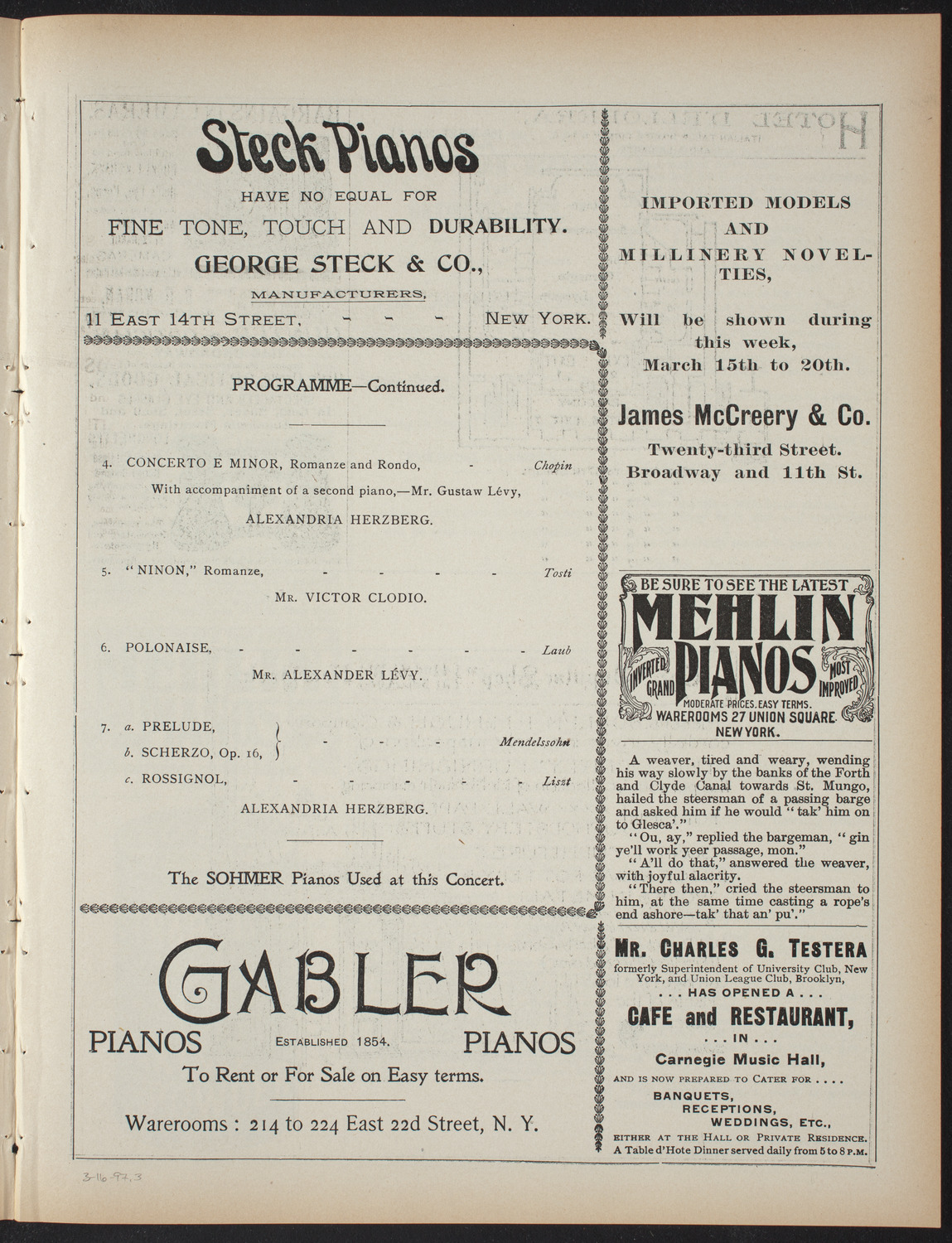 Alexandria Herzberg, March 16, 1897, program page 5