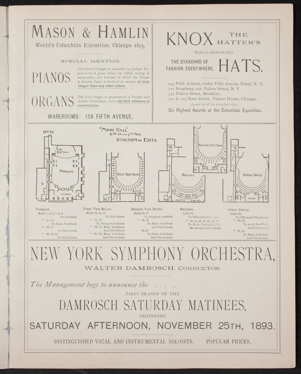 New York Symphony Orchestra, November 10, 1893, program page 3
