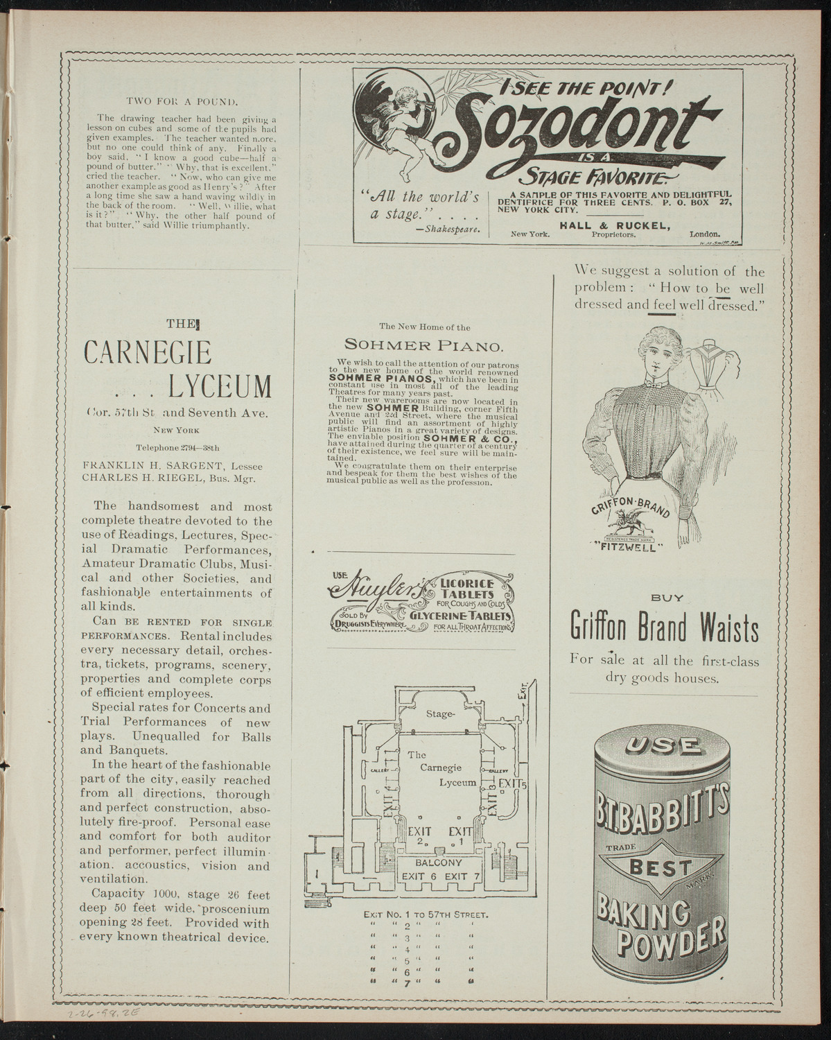 Columbia College Musical Society, February 26, 1898, program page 3