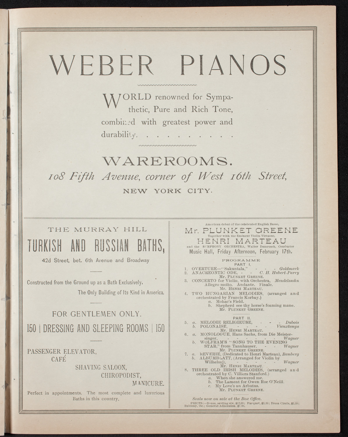 New York Philharmonic, February 11, 1893, program page 7