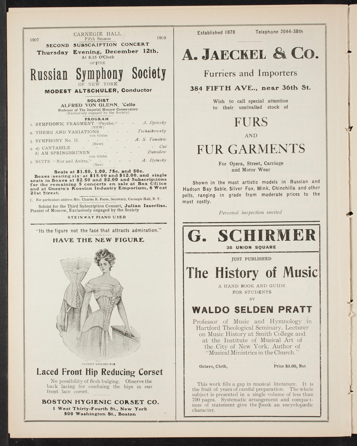 Vladimir de Pachmann, Piano, November 19, 1907, program page 8