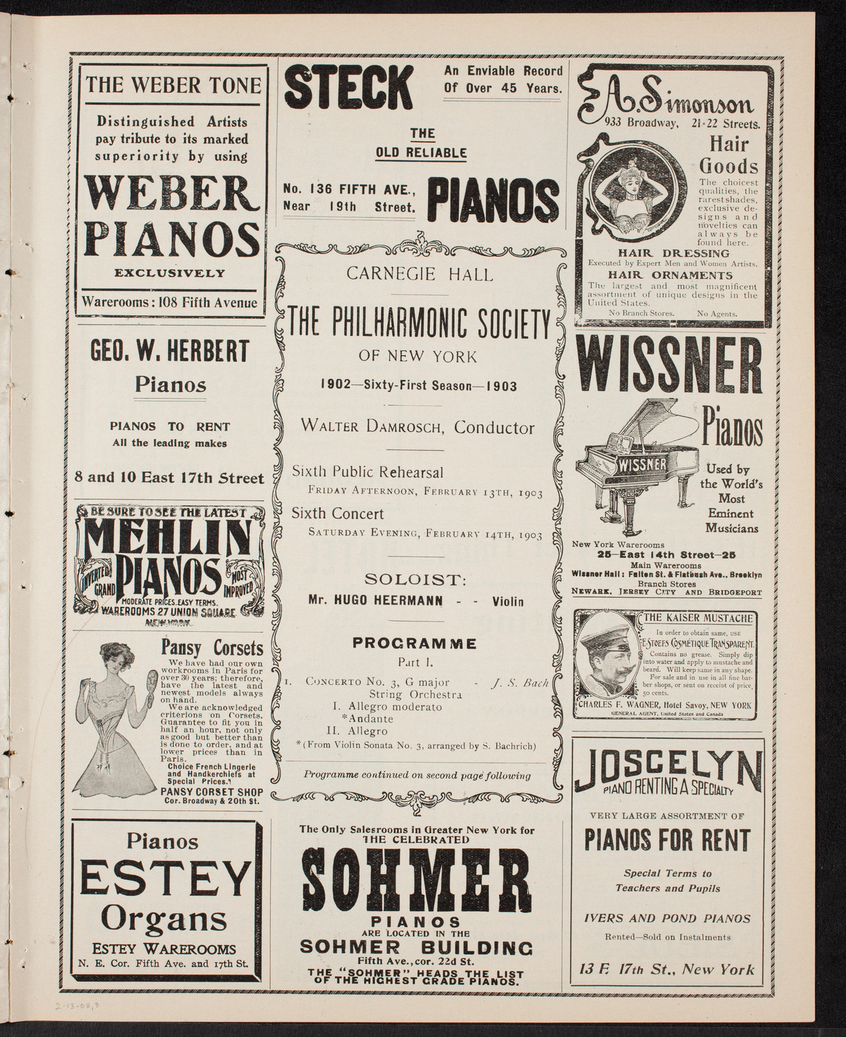 New York Philharmonic, February 13, 1903, program page 5