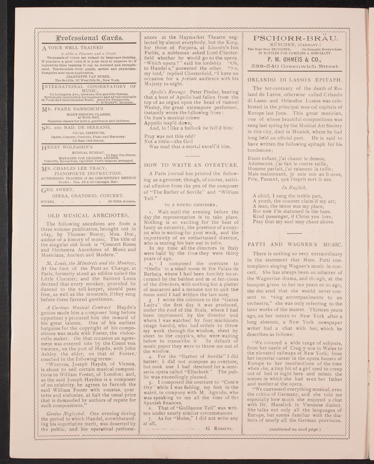 New York Symphony Orchestra, December 7, 1894, program page 2