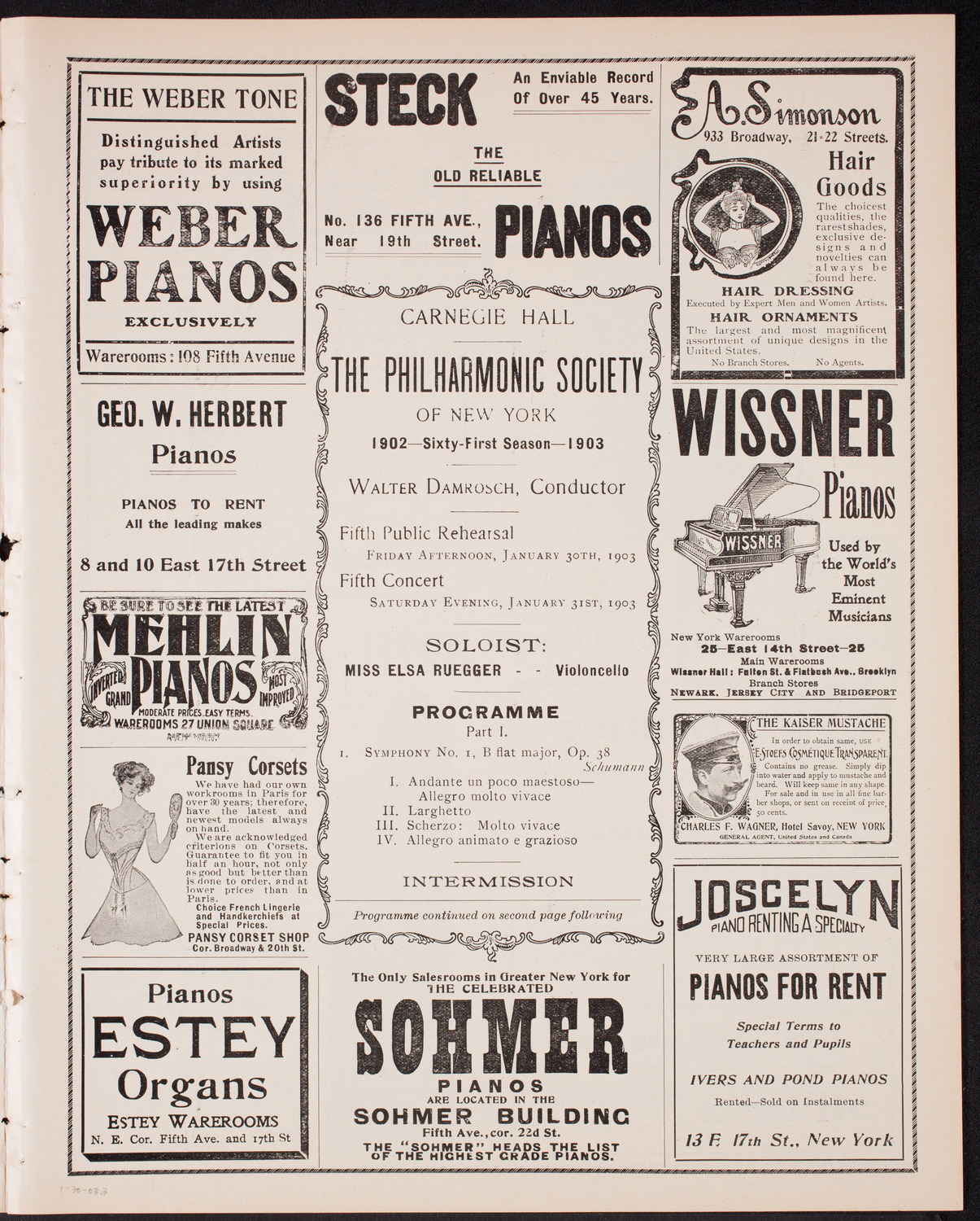 New York Philharmonic, January 30, 1903, program page 5